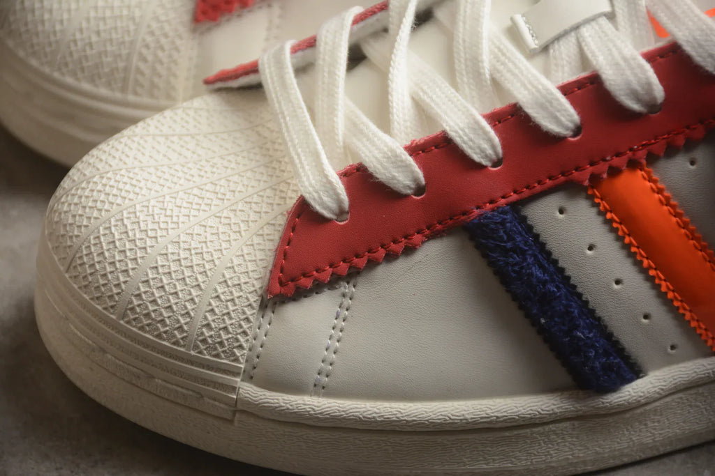 Adidas Superstar White / Blue-Orange-Red