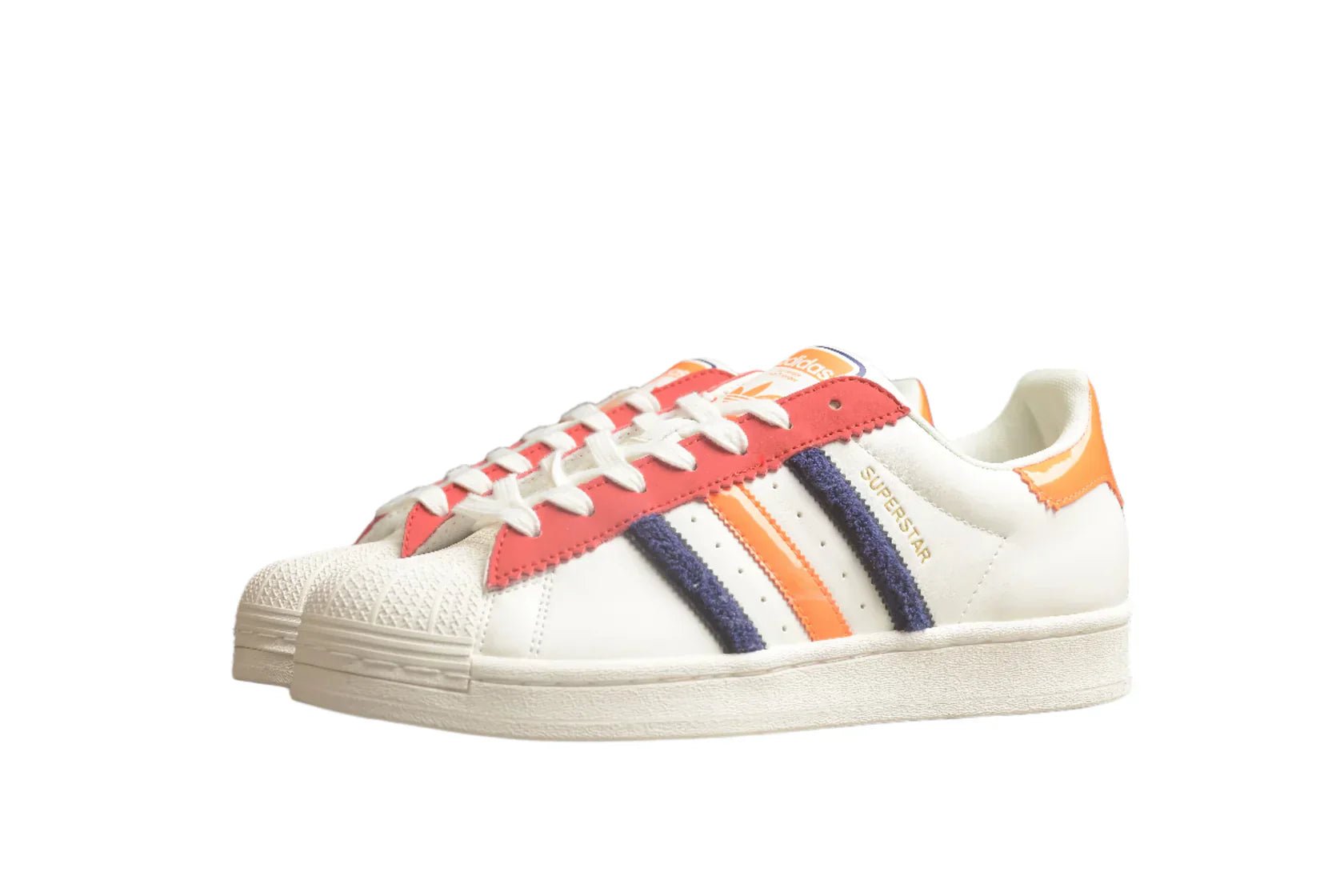 Adidas Superstar White / Blue-Orange-Red