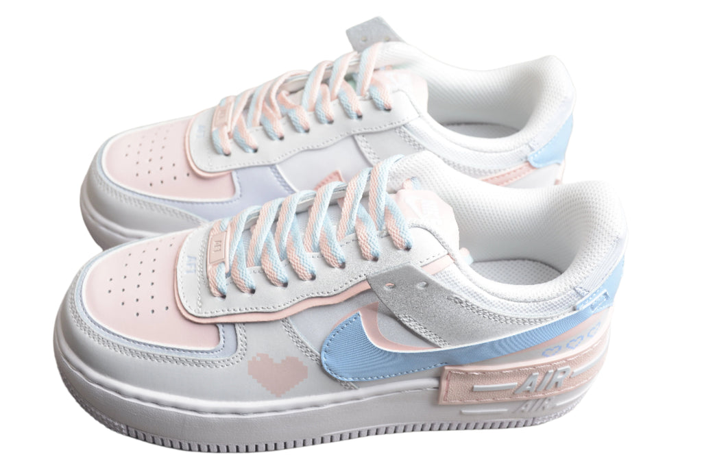 Nike Air Force One Shadow Light Blue and Pink
