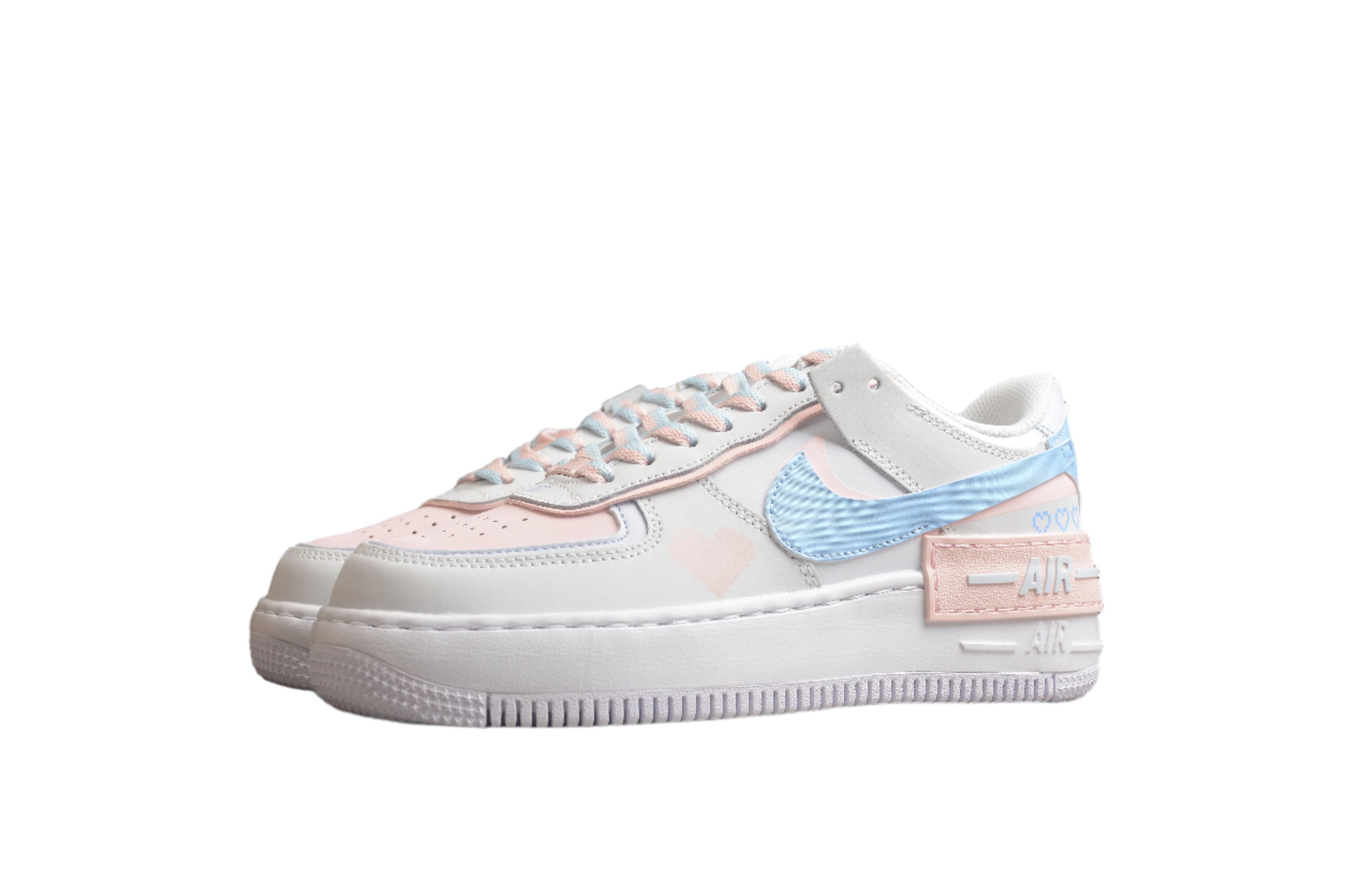 Nike Air Force One Shadow Light Blue and Pink