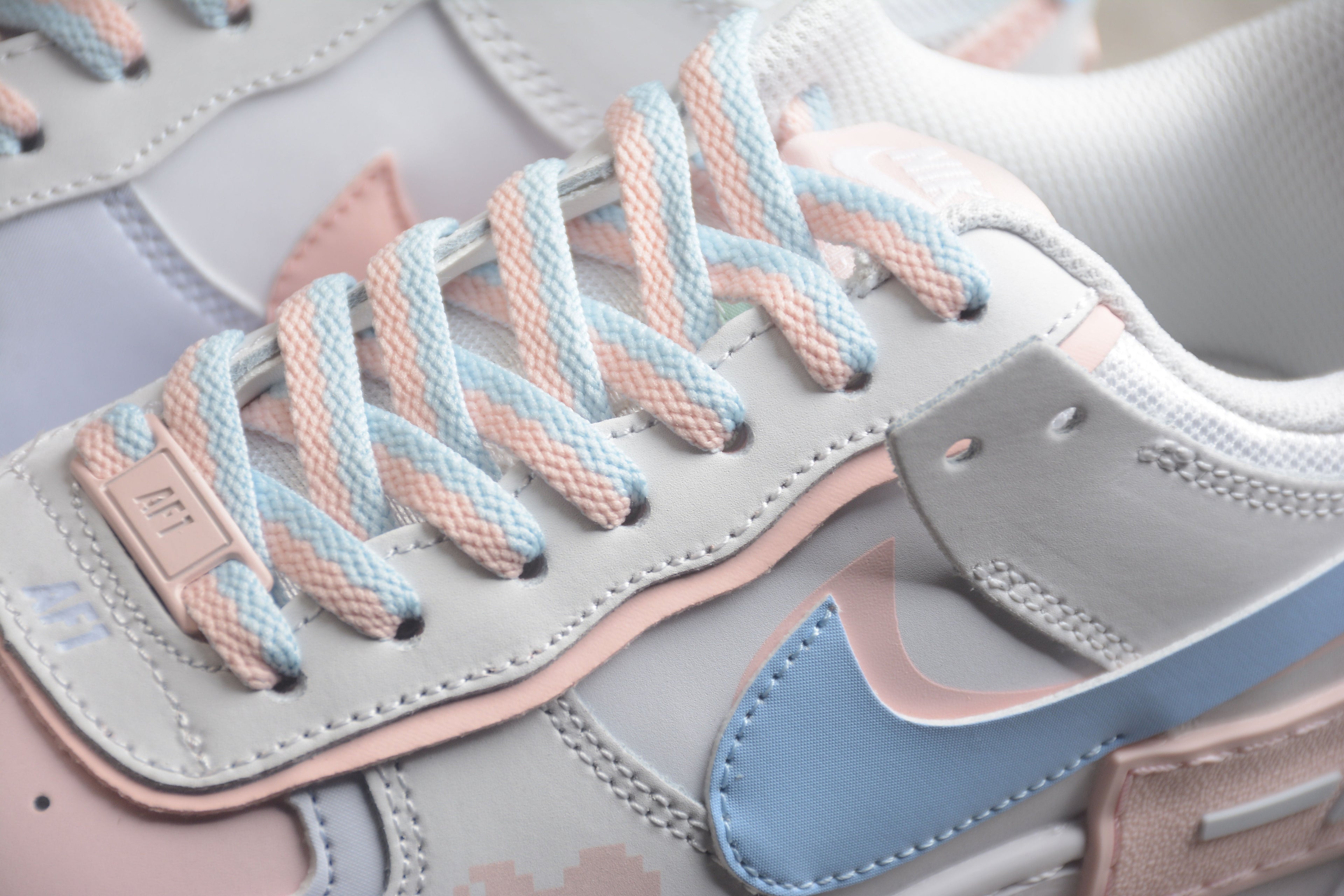 Nike Air Force One Shadow Light Blue and Pink