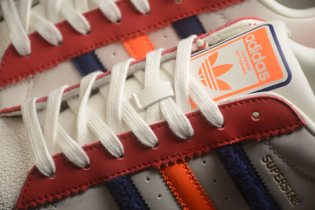 Adidas Superstar White / Blue-Orange-Red