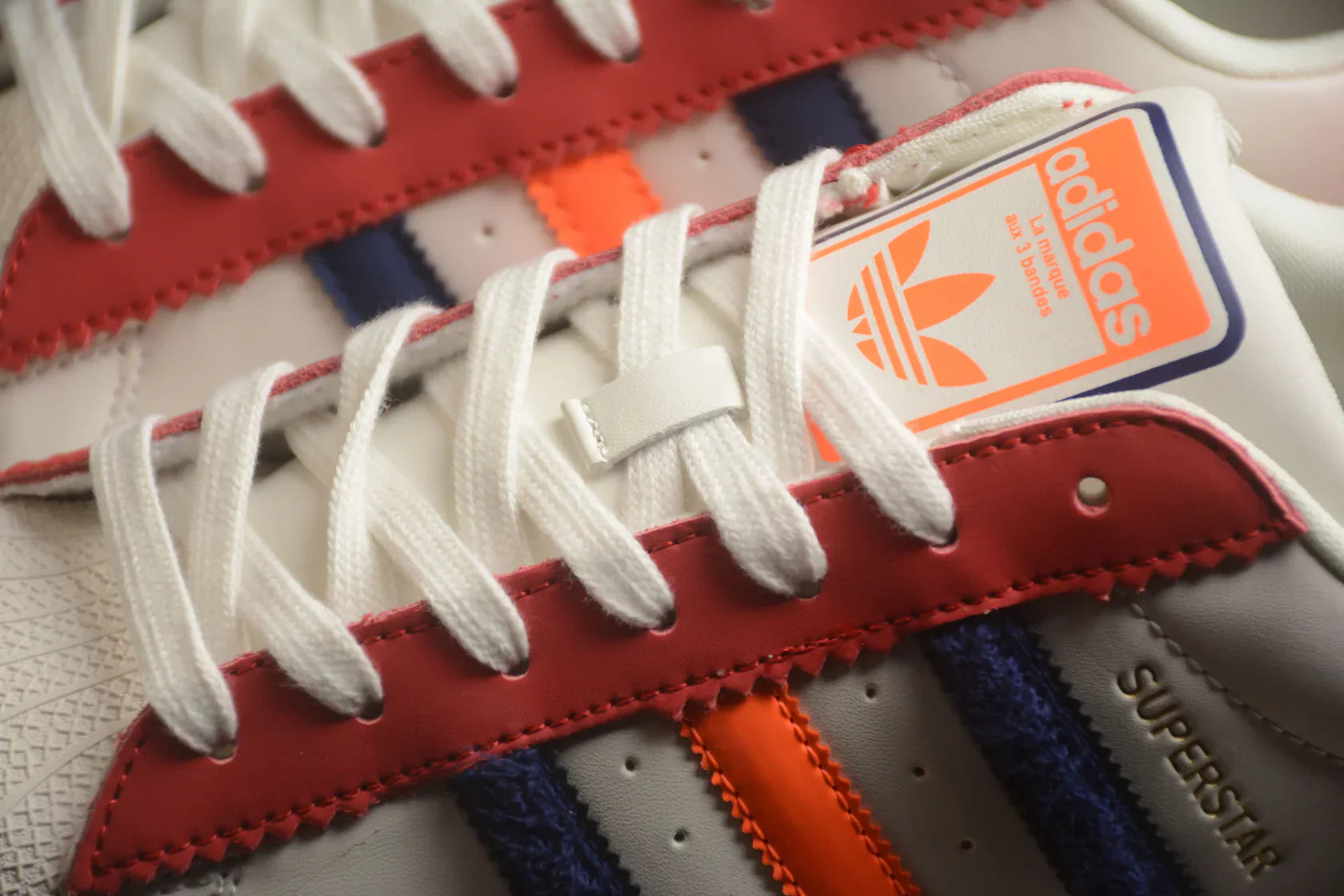Adidas Superstar White / Blue-Orange-Red